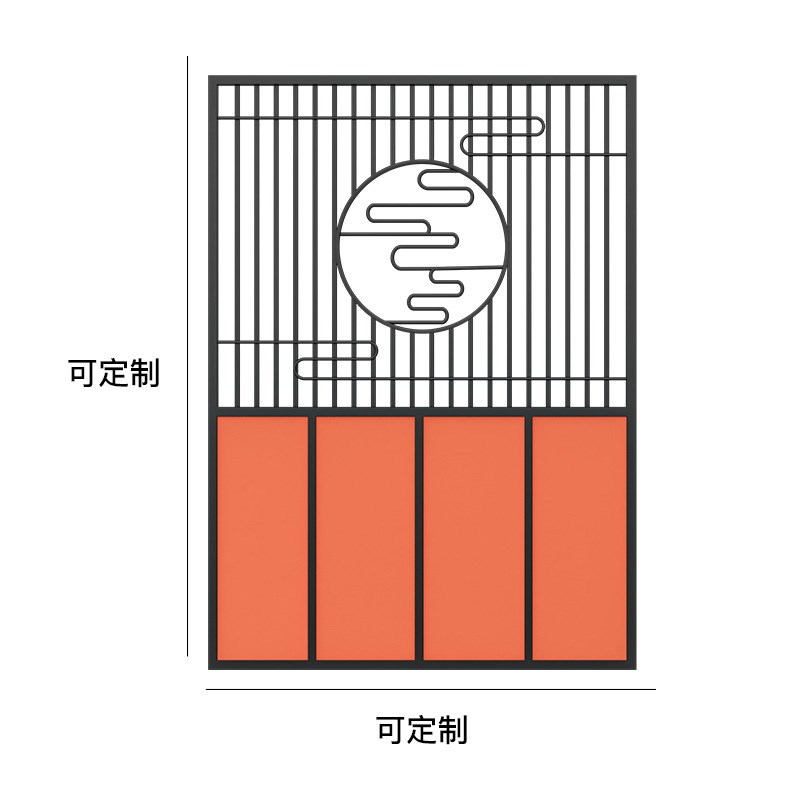现代简约屏风卡座围栏铁艺饭店餐厅火锅店小O包间镂空隔断装饰墙
