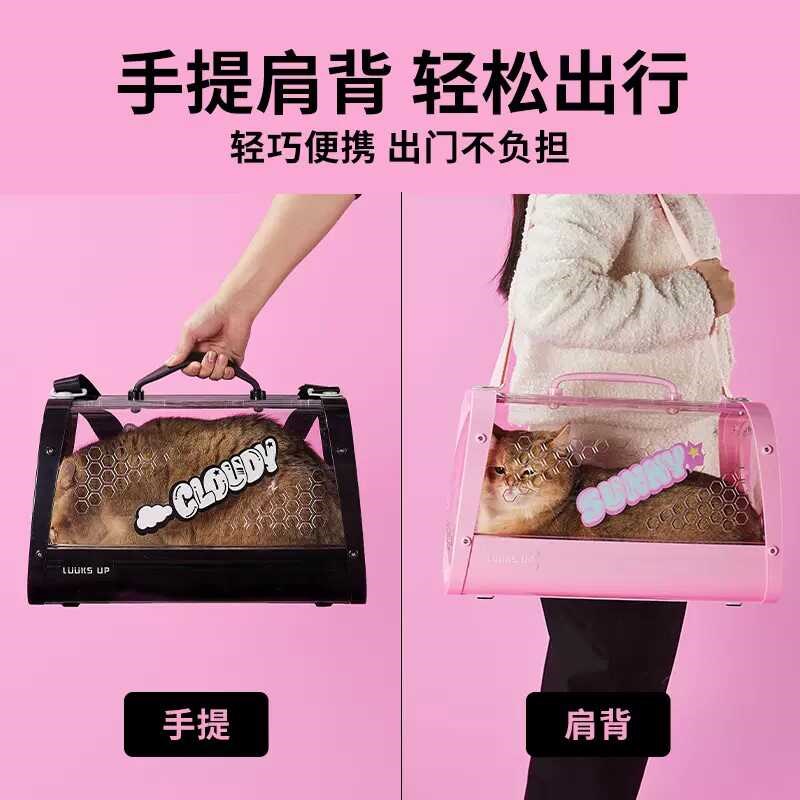 路可丝果冻宠f物出行包猫咪狗狗外出车载包箱防应激大空间透明柔