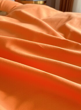 100全棉纯色被套单件纯棉s被罩枕套三件套200x230橙色简约加大2.2