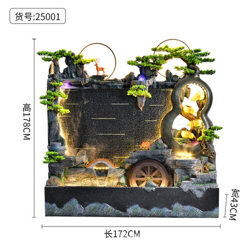 阳台水幕墙假山喷泉流水摆件x办公室酒店庭院循环水屏风落地水景