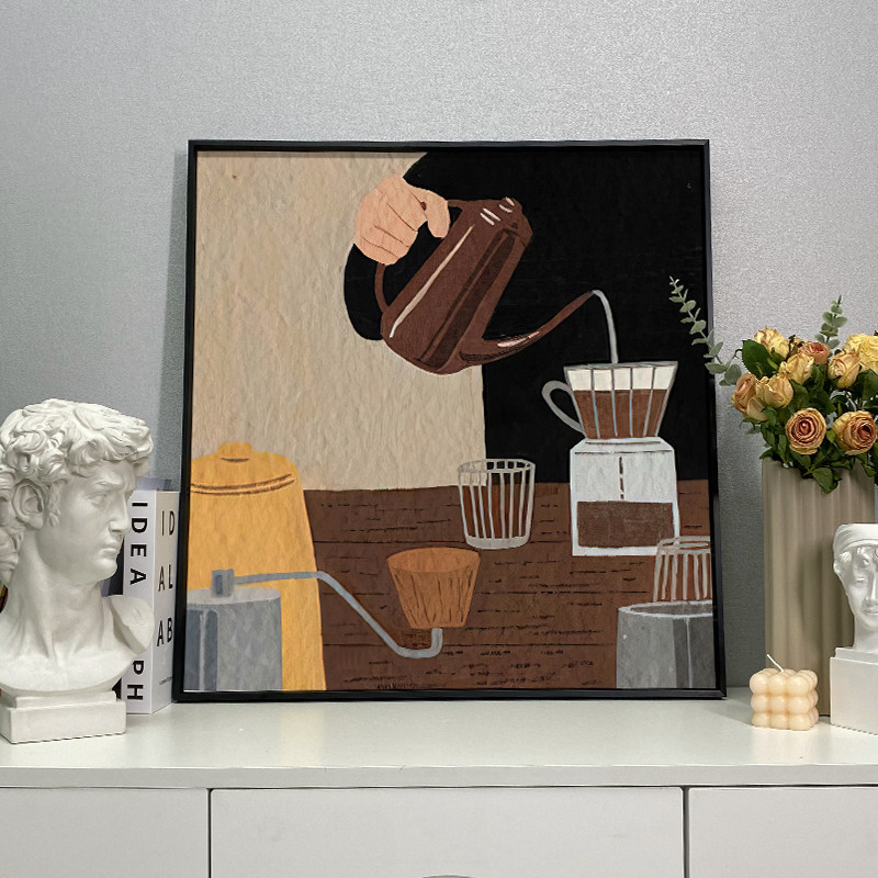 咖啡厅挂b画餐厅餐桌背景墙壁画奶茶店吧台茶水间咖啡角主题装饰