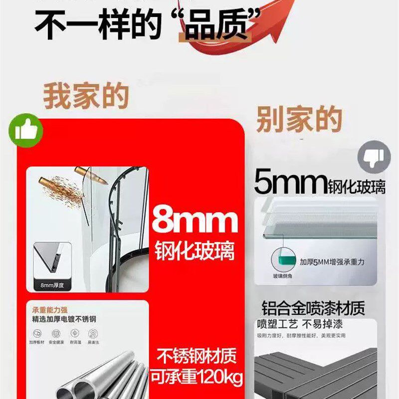 弧形淋浴房浴室玻璃隔断干湿分离卫生间淋浴隔断U推拉门家用定制