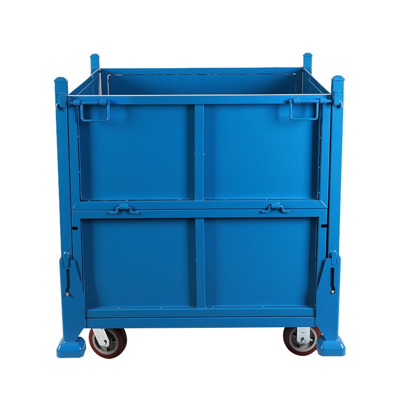 工厂可折叠金g属周转箱 铁皮周转筐工业仓储可移动金属物料框定制