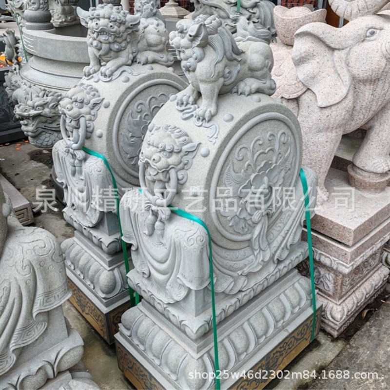 青石仿古做旧中式庭n院门口石雕抱鼓石石雕摆件貔貅仿古门墩抱鼓