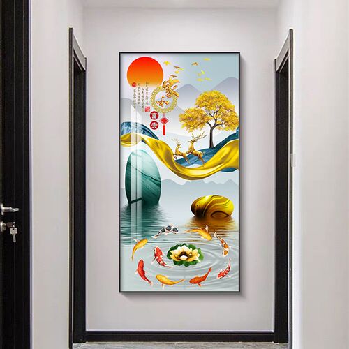 玄关装饰画现g代简约入户正对进门墙壁挂画新中式玄幻走廊过道壁