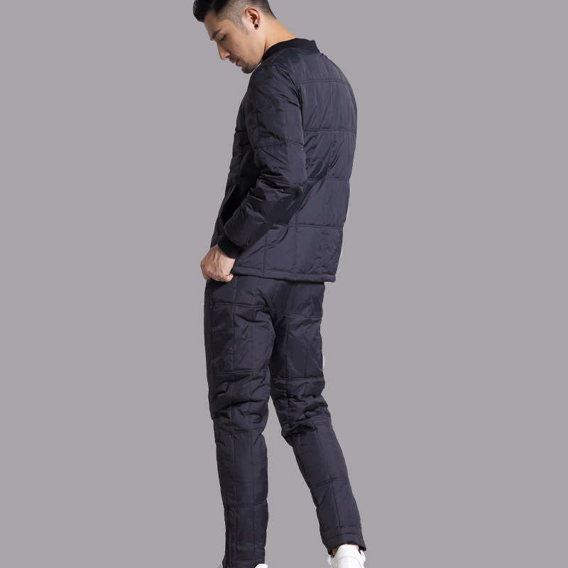 中老年男士羽绒服内胆套装冬v季爸爸老人加厚保暖内穿两件套棉裤