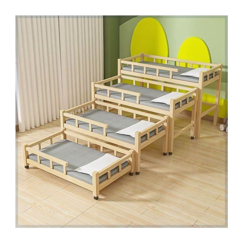 幼儿园抽屉式四层床实木推拉v床托管班小学生上下铺午睡床折叠松