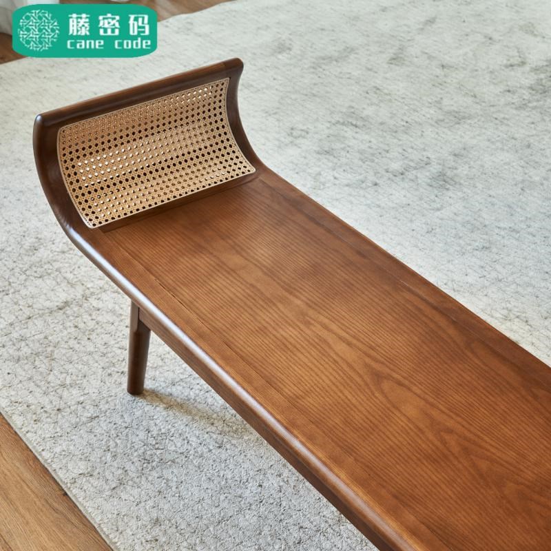 床尾凳实木长条j凳民宿客厅门口沙发诧寂风藤编餐厅凳阳台换鞋长