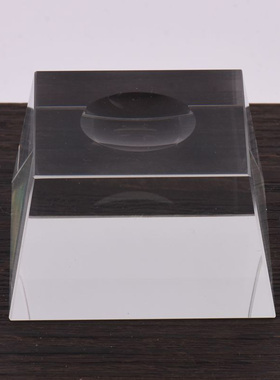 天然人造水晶h球底座水晶凹底梯形玻璃方块圆球底座摆件可刻字球