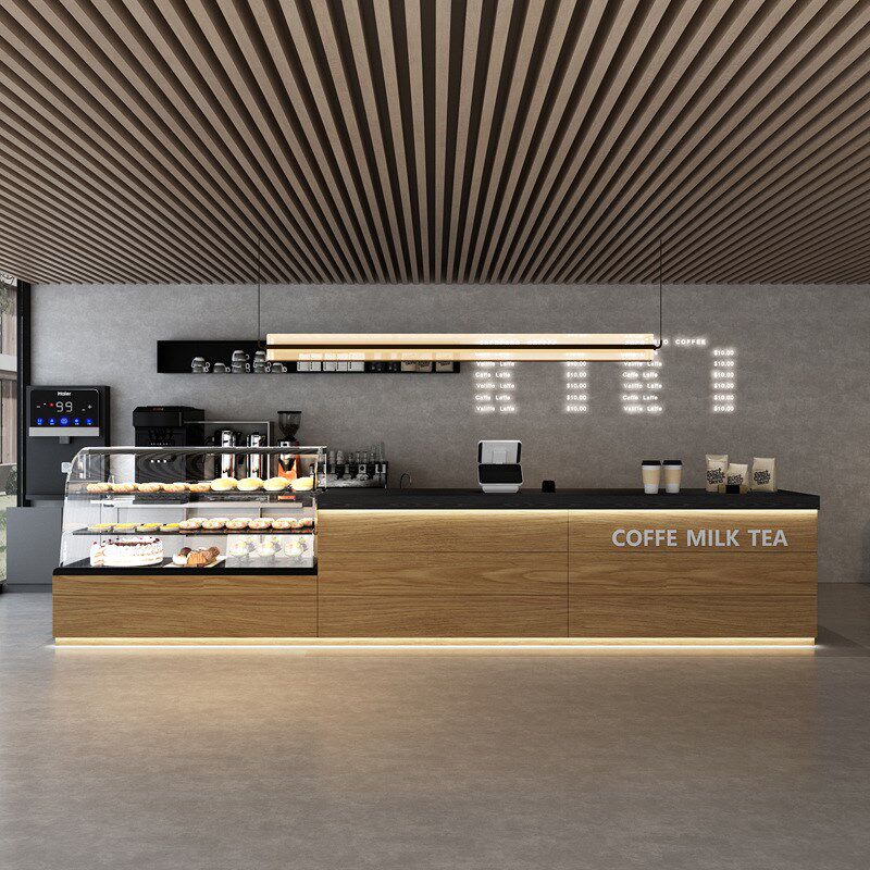 咖啡奶茶店d收银台面包店吧台蛋糕甜品店前台桌酒店接待台柜台桌
