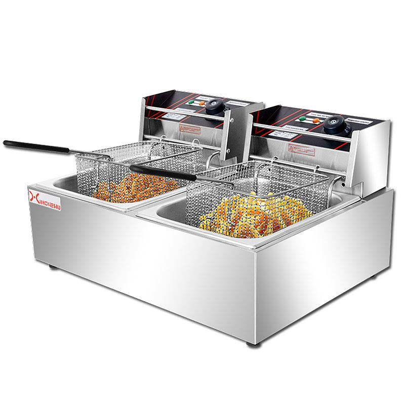 电炸炉双缸商用i加厚电炸锅商用双缸双筛电炸炉油炸锅炸薯条油炸
