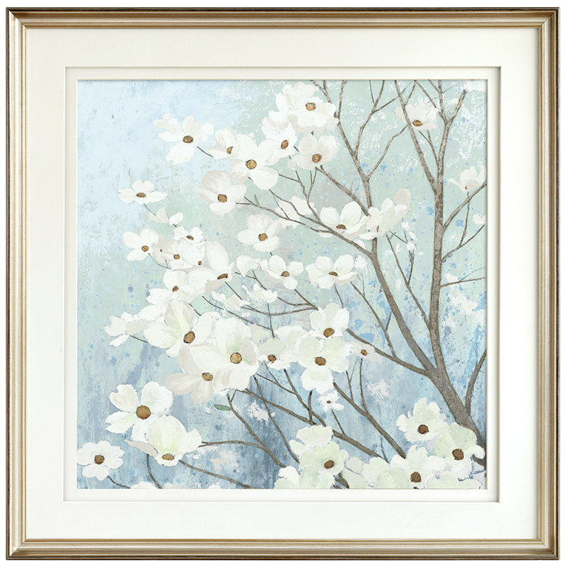 美式田园乡村蓝白色花卉装饰x画客厅挂画餐厅简美床头背景墙面壁