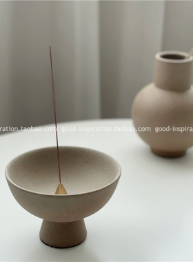 粗陶颗粒花瓶摆件碗 简约侘寂艺C术素色陶瓷家居装饰品插花复古