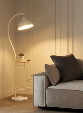 钓鱼灯落地灯g客厅沙发旁边氛围灯置物架一体法式奶油立式中山灯