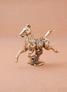 黄铜马踏飞燕摆件家居办公室桌面G摆件马茶宠黄铜工艺品装饰