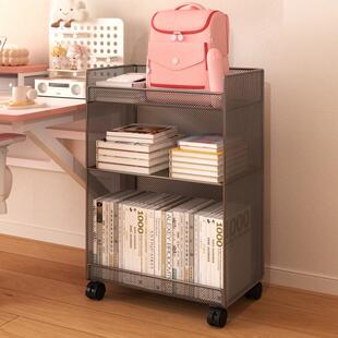 桌下置物架可移动带轮书桌落地小书架办公室靠墙推车书柜书本收纳