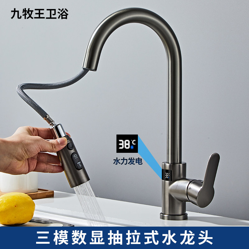 正品全铜厨房龙头水槽洗菜盆冷热可旋转抽拉式洗碗槽家用水龙头