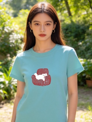 美式正肩短袖t恤女夏季2026新款设计感修身显瘦纯棉短款