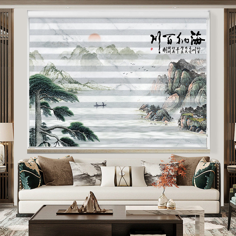免打孔防水遮光中式香格里拉帘