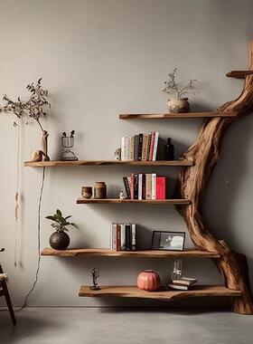 复古墙博古架老古榆木博架墙上壁挂式多宝阁壶展茶示架家用壁茶具