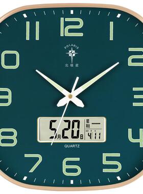 A对6L方形自动时约电波F77J5TS8挂钟客厅简夜钟表石光英钟挂表智