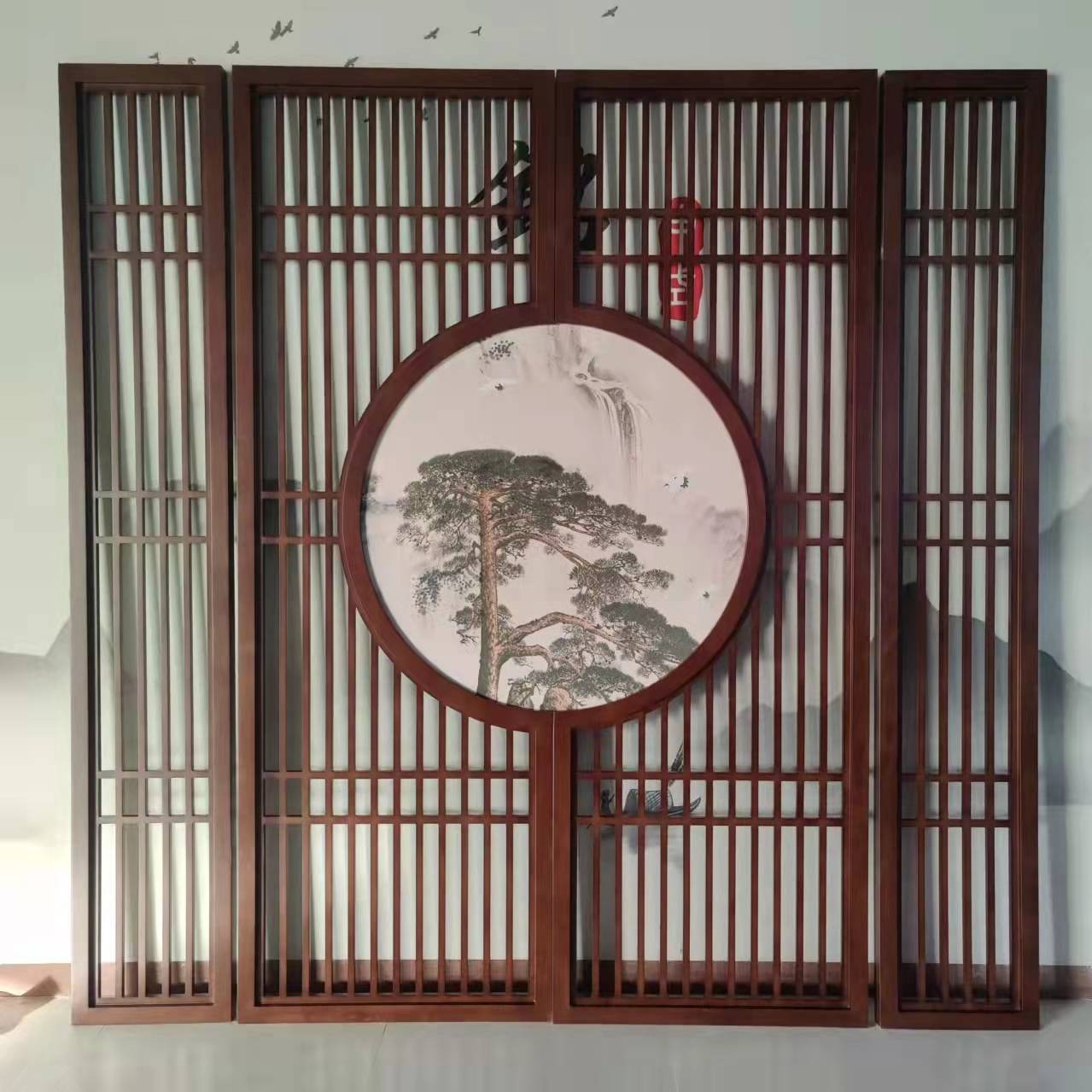 新中式实木屏风隔断现代简约隔断酒店办公室用屏风座屏隔断