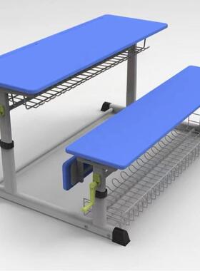 中小学学校午休课桌椅学手桌带书架儿童桌椅摇OVZ升降写字书习桌