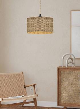 藤波西米亚艺编织吊灯美式农舍乡村复古麻绳72152插入式开式关悬