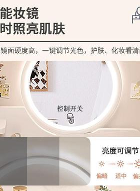 铁艺户梳妆台奶油风化妆台小型室脑PRY桌卧室卧小型家用二合一电