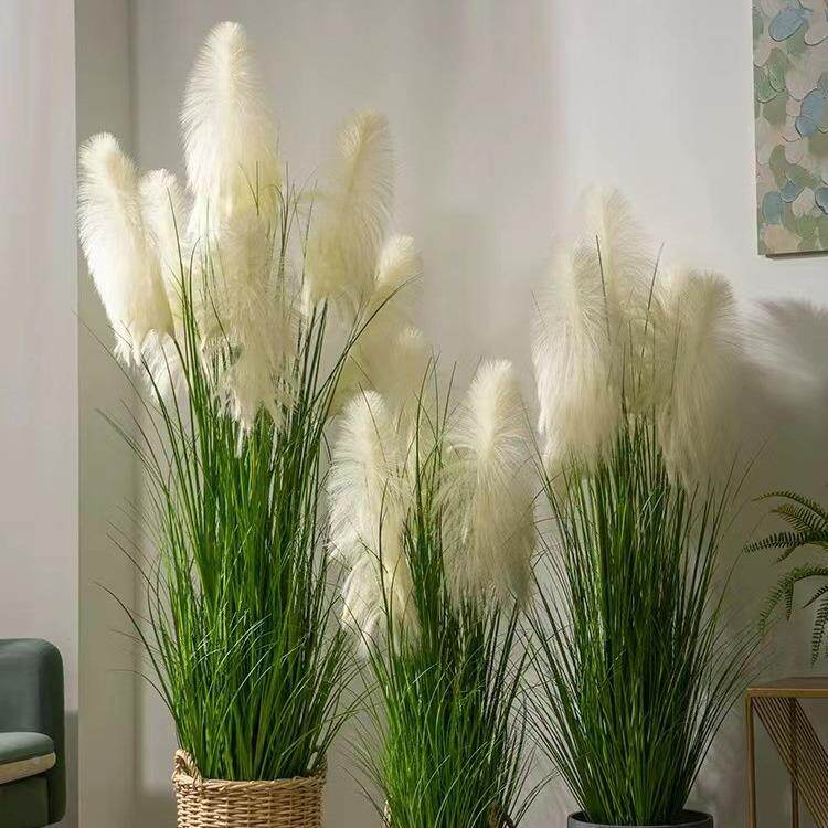 高档芦物苇NSS草仿真花假树植盆栽客厅室内仿装生植绿饰橱窗造景