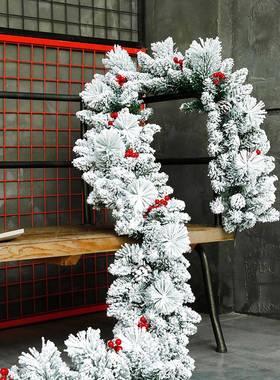 圣诞节装饰藤条手白色植绒2.7扶米酒店商套场门头楼梯松针餐99933