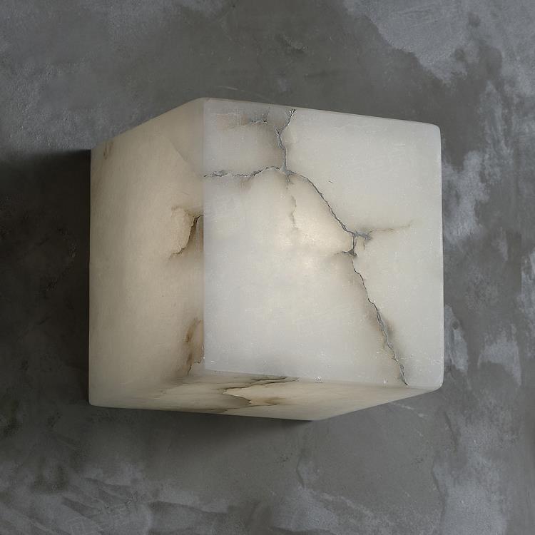 极简轻奢北欧方形云石床头壁灯