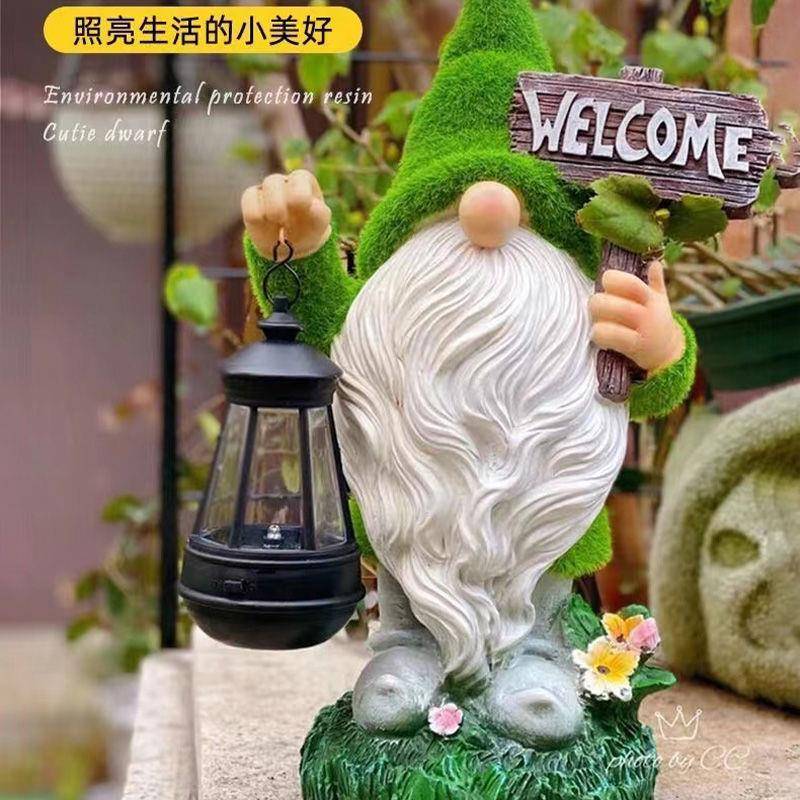 植绒地欢迎牌户精坪花园摆件装饰外树脂工艺美式zZiCcPDA阳摆件太