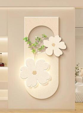 奶风入花户油玄关装饰画简约led灯画绿植卉SUB物壁画走廊过道实挂