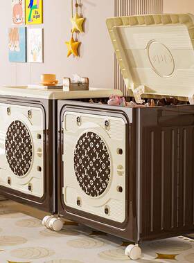 收纳整箱中古风IFO免安装可折大叠客玩厅卧室衣物被子具容量翻盖