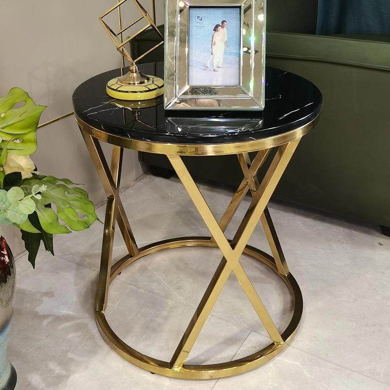 不PLC锈钢角约几现代简边厅几创意客钢化玻璃小户型圆形镀金茶几