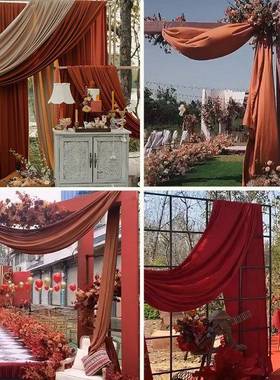 幔婚庆布婚布礼布幔条纶雪纺布舞台背布景雾霾蓝拱门FHU舞台婚庆