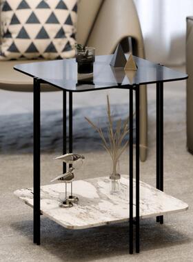 意式岩板方形茶几家边用客厅双小层网红几店公寓简约铁艺YVB茶几