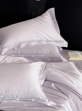 春秋新款用约100S天丝棉色YX5646镂空四简纯件套丝滑裸睡亲肤被套