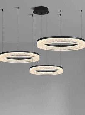 意式简客厅吊22345灯现代川简高端树脂冰灯别墅约大厅圆极圈主灯