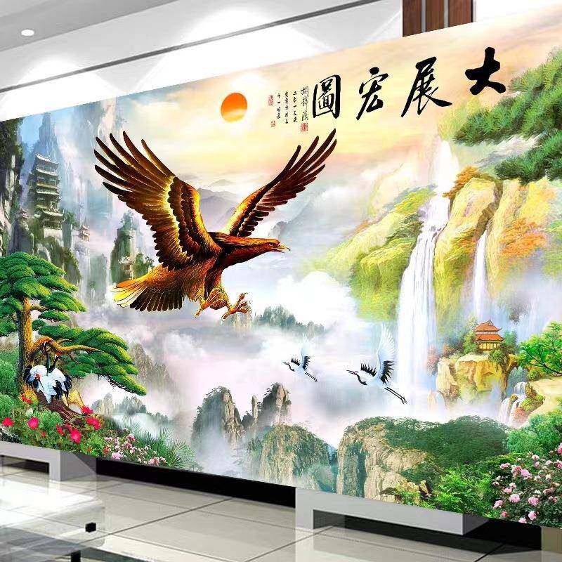 新款十绣雄鹰幅大展宏图静物画钻石画钻魔方R3667满钻客字厅石画