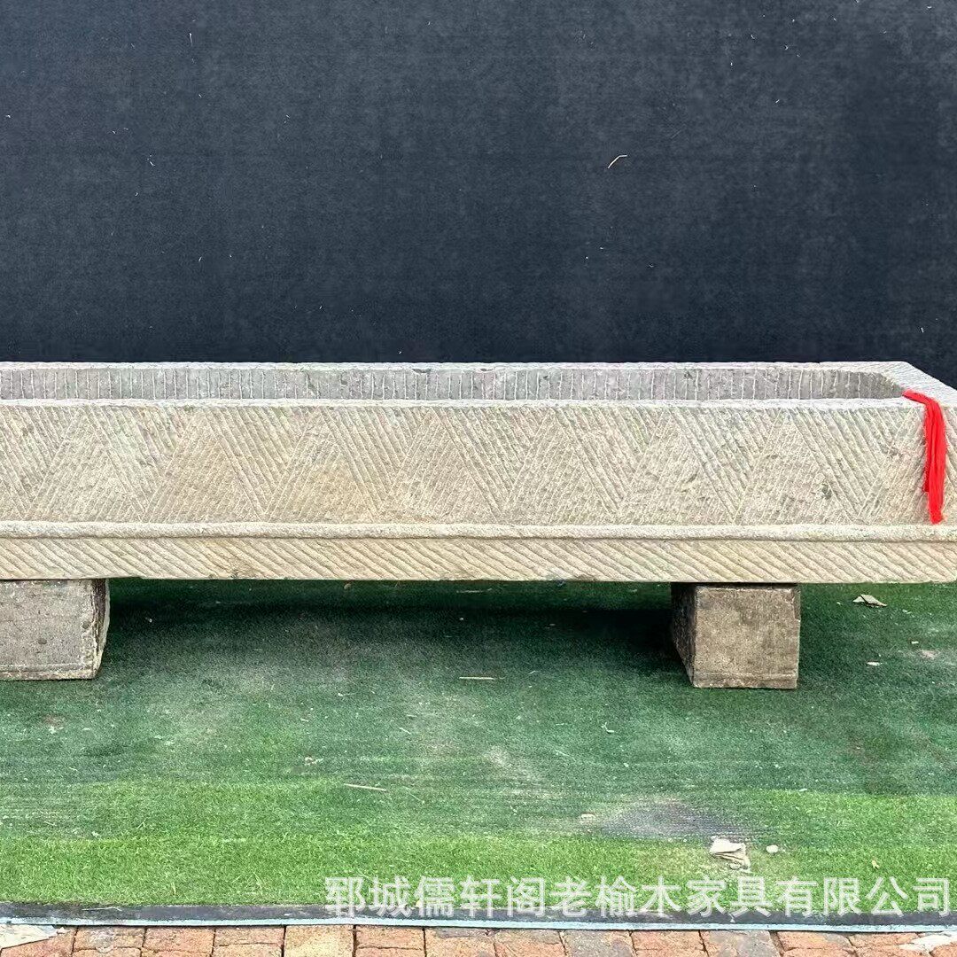 黑青石老石槽民俗老物件水槽老旧石槽家用庭院鱼缸造景牛猪石槽
