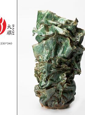 现工代艺术家居软装色陶瓷手花瓶摆件样板白房UXY墅别酒店装饰品