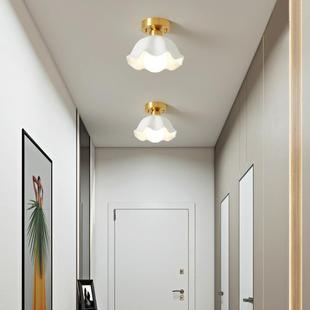 灯过道约阳灯走廊现代简全铜台灯奶油AD6038X风花朵衣帽间入户玄