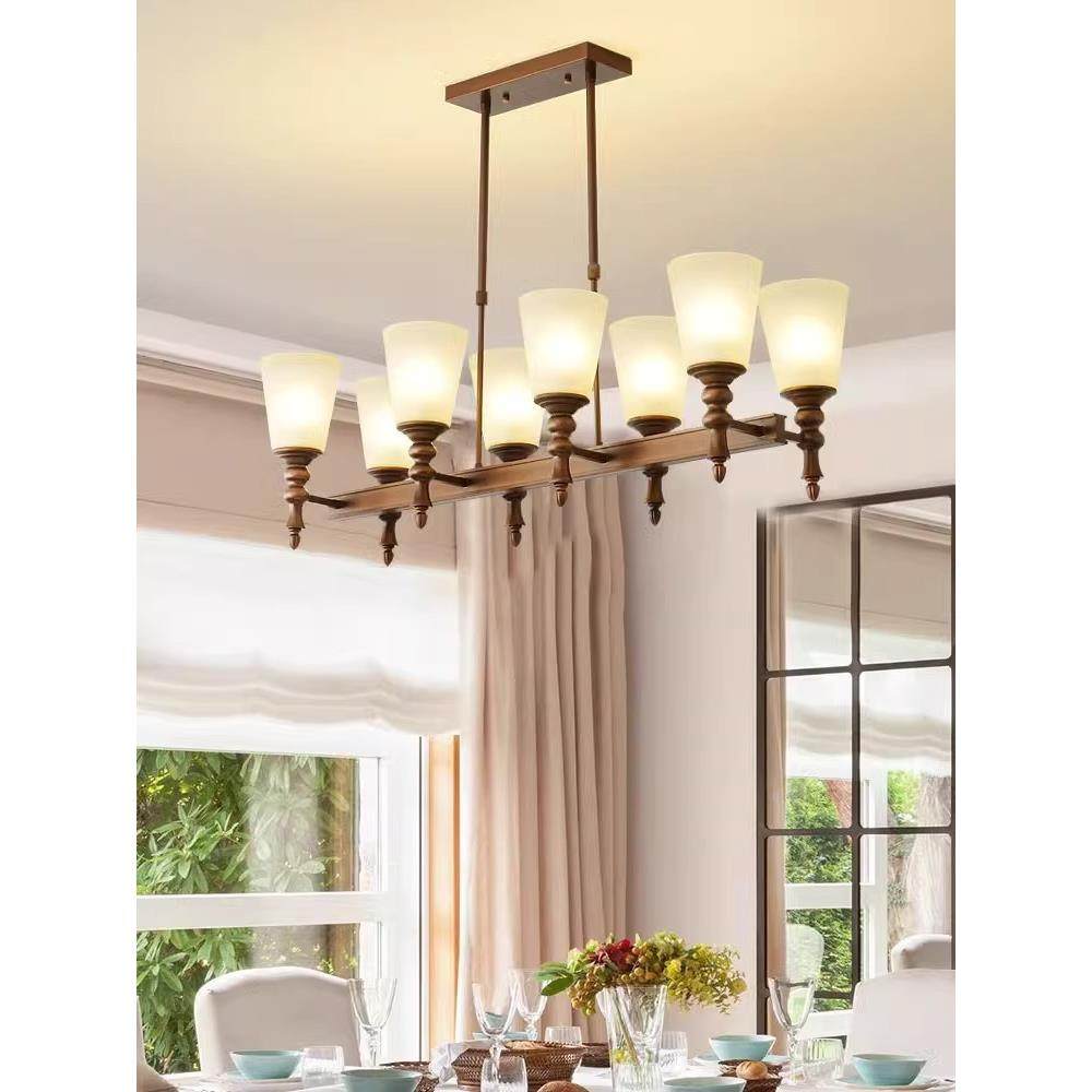 餐厅吊灯美式古创餐桌复式吧意台饭厅客厅长条吊灯法中古590护眼,家装灯饰光源,智能吊灯,淘宝优惠券,粉丝福利购,淘宝优惠卷