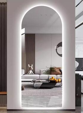 智能挂led灯镜无穿衣镜HNL拱门全身镜家用壁入试框衣镜玄关装饰镜