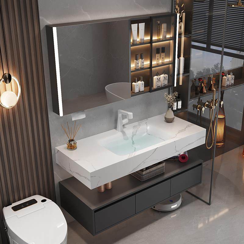 浴室柜台岩830陶瓷弯热一体洗手脸台盆板卫生间洗漱台组合柜岩板