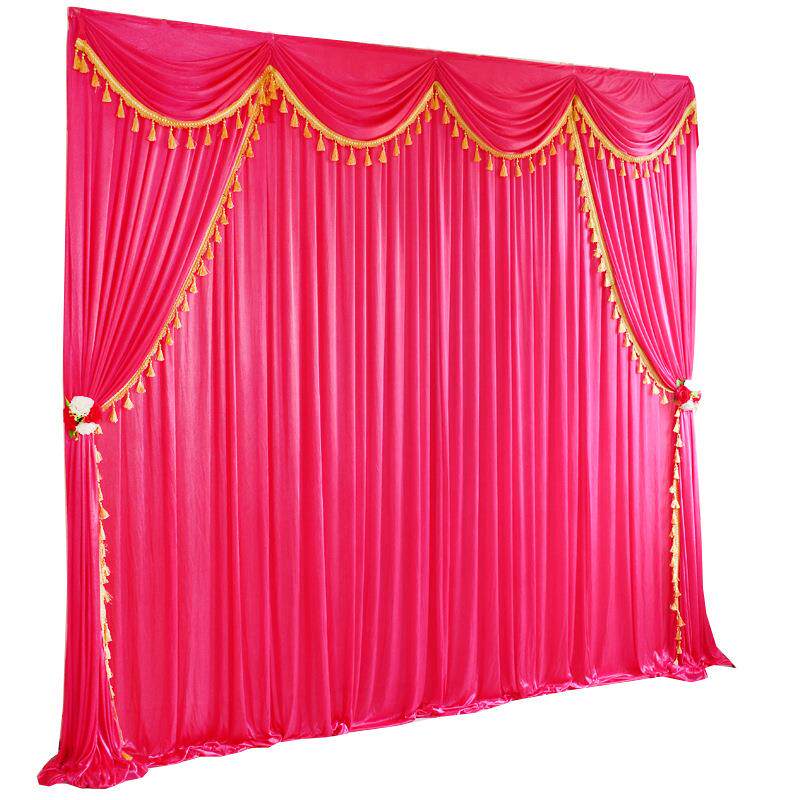 新款布幔01中婚式礼背景景纱幔大红婚庆纱中式婚礼道具背纱幔幔舞