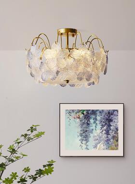 新款玻法式轻奢璃五叶花朵吊灯厅客间复古餐厅卧室过85024道美式