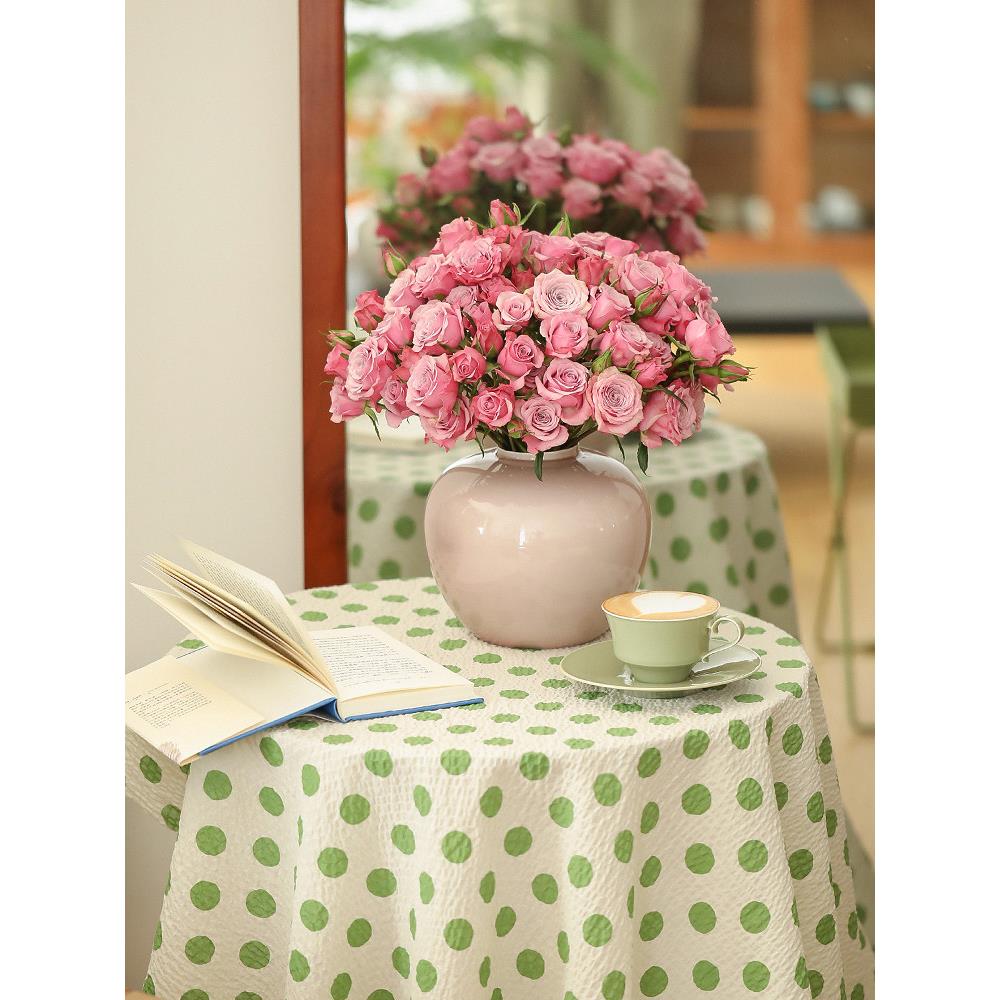 雅辑 烟粉圆融 陶瓷花瓶花器 景德镇手工花插家居摆件 新中式插花